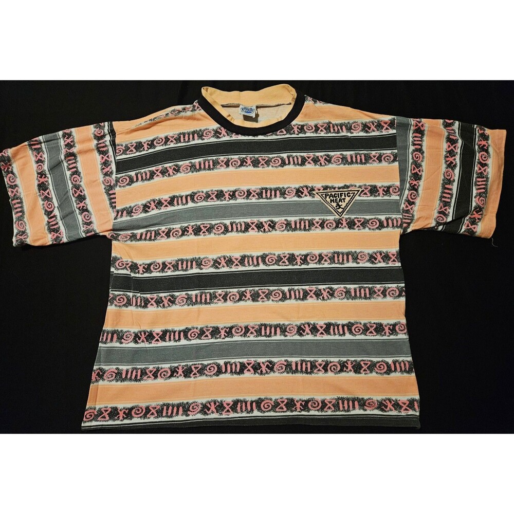 Vintage Pacific Heat Surf Shirt All Over Print 80s 90s Tribal Skate Rad Rare